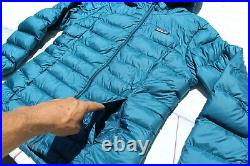 Womens PATAGONIA Blue Goose Down HI LOFT Hoody Sweater Jacket Medium $279