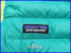 Womens PATAGONIA Green Goose Down Puffy Sweater Zip Jacket Medium $229