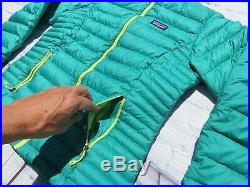 Womens PATAGONIA Green Goose Down Puffy Sweater Zip Jacket Medium $229