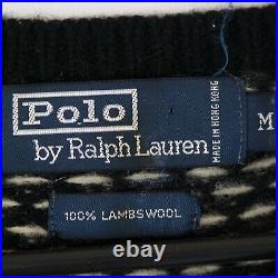 Womens RALPH LAUREN Jumper Medium Size Vintage Nordic Lambswool Pullover Sweater