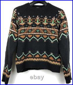 Wood Wood Mens Gunther Folklore Knitted Sweater Jacquard Black Size M/S RRP £250