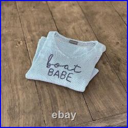 Wooden Ships Blue Light Weight Sweater Boat Babe Size S/m