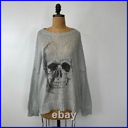 Wooden Ships Sweater Women Medium Wool Skull Lightweight Boho Knit Jumper Cruise