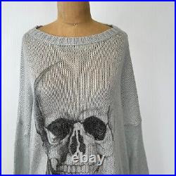 Wooden Ships Sweater Women Medium Wool Skull Lightweight Boho Knit Jumper Cruise