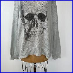 Wooden Ships Sweater Women Medium Wool Skull Lightweight Boho Knit Jumper Cruise