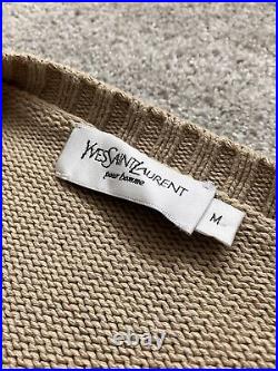YSL Yves Saint Laurent Vintage Jumper Sweater Cream Beige Knit Crew Neck Size M