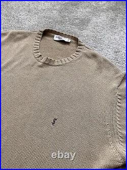 YSL Yves Saint Laurent Vintage Jumper Sweater Cream Beige Knit Crew Neck Size M