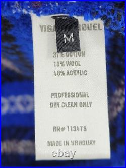 Yigal Azrouel Cardigan Sweater Womens Medium Blue Stripe Wool Blend Open Front