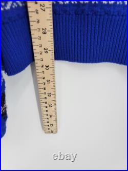 Yigal Azrouel Cardigan Sweater Womens Medium Blue Stripe Wool Blend Open Front