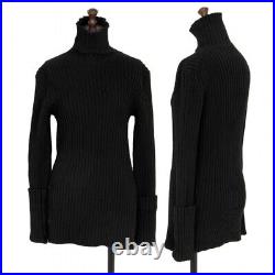 Yohji Yamamoto FEMME Wool High Neck Rib Knit Sweater Size M(K-117704)