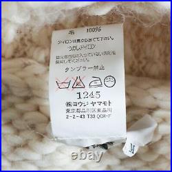 Yohji Yamamoto Knit Wool Sweater Jacket Short Sleeve Cream US M Medium
