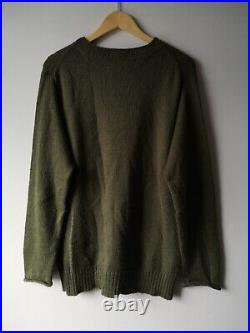 Yohji Yamamoto Mens Knitted Sweater Henley Size M L Olive Green CDG Issey Homme