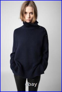 Zadig & Voltaire Alma Sweater Jumper Pullover Cashmere Encre Size M $798