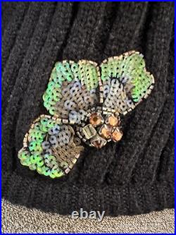 Zara Flower Sequin Rhinestone Embellished Black Sweater Jumper Knit Blogger M