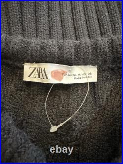 Zara Flower Sequin Rhinestone Embellished Black Sweater Jumper Knit Blogger M