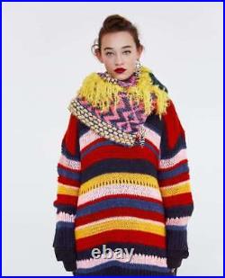 Zara Oversized Mohair Striped Sweater Jumper Oversize Wool Sweater Stripes Zara Oversized Mohair Striped Sweater Jumper Oversize Wool Sweater Stripes