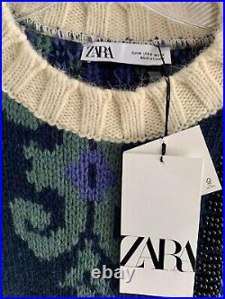 Zara Patchwork Knit Colourful Limited Edition Sweater Jumper Blouse Size Medium