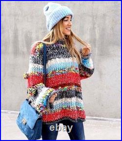 Zara Striped Sweater Jumper Pompoms 6756/100 Bloggers M Medium