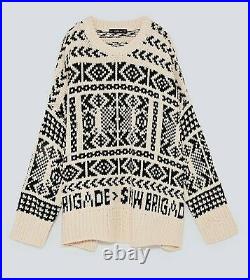 Zara Sweater Printed Knitted Oversized Loose Printed Sweater Top New