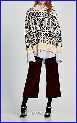 Zara Sweater Printed Knitted Oversized Loose Printed Sweater Top New