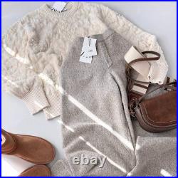 Zara Womens Knit Sweater Textured Pearl Beaded M Ecru Ivory 6895/001 NWT