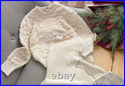 Zara Womens Knit Sweater Textured Pearl Beaded M Ecru Ivory 6895/001 NWT